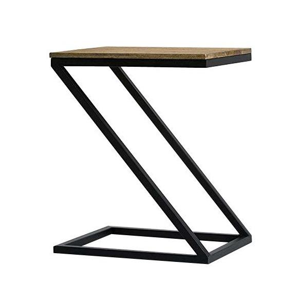 Z Shape Black Frame End Table With Natural Top - Furnishiaa -  -